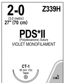 SUTURE ETHICON PDS II 2/0 70CM (Z339H) BX/36