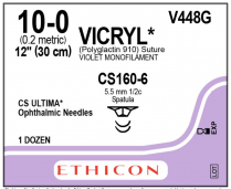 SUTURE VICRYL 10/0 30CM (V448G)      BX/12