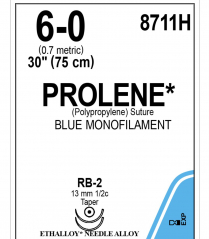 SUTURE PROLENE BLU 6/0 75CM (8711H)  BOX/36