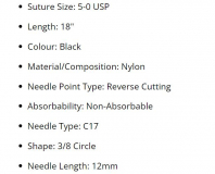 SUTURE NYLON NYLUS 5/0 12MM (L917B)     BOX/12