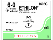 SUTURE ETHILON NYLON 6/0 (1698G)     BOX/12