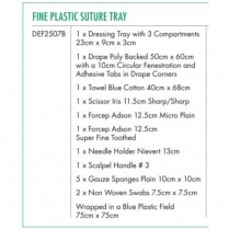 SUTURE TRAY FINE PLASTIC STERILE (DEF2507B) BOX/10