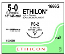 SUTURE EHTILON 45CM 5/0 (1666G)       BOX/12