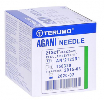 NEEDLE 21GX1 TERUMO GREEN (AN*2125R1)  BOX/100