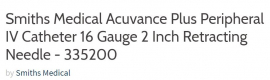 ACUVANCE IV CATHETER 16GX2 (3352) BOX/50