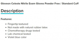 GLOVE NITRILE CELESTE XSMALL (CLS121XS) BOX/200