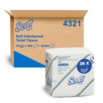 TOILET PAPER INTERLEAVE SCOTT 1 PLY  (4321) CTN/36