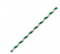 PAPER STRAW 200MM GREEN/WHITE (PSRGS) PKT/250