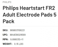 DEFIB PADS 1-PACK HS FR/FR2 (989803158211)  EA