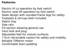 GYNAE ELECTRIC EXAM BED WITH LEG EXT/STIRRUPS (GCNB) EA