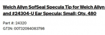 WELCH ALLYN SOFSEAL DISP EAR TIPS SMALL (24320) BOX/80