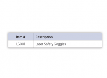 DIODE LASER SAFETY GOGGLES (LG001) EACH