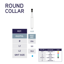 1025 Round Collar Diamond Bur 802/016 10pk