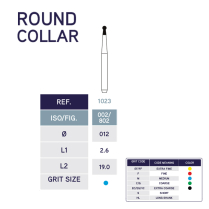 1023 Round Collar Diamond Bur 802/012 10pk