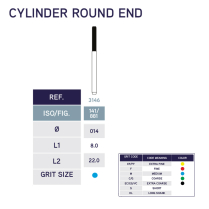 3146 Cylinder Round End Diamond Bur 881/014 10pk