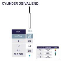 2215 Cylinder Ogival End Diamond Bur 877/012 10pk