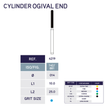 4219 Cylinder Ogival End Diamond Bur 881/014 10pk