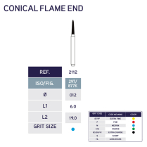 2112 Cone Flame End Diamond Bur 877K/012 10pk