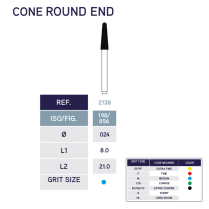 2138 Cone Round End Diamond Bur 856/024 10pk