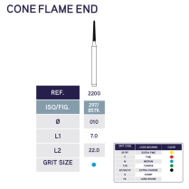 2200 Cone Flame End Diamond Bur 857K/010 10pk