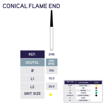 3195FF Cone Flame End Diamond Bur 879K/016 10pk