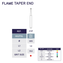 2137 Flame Taper End Diamond Bur 820/005 10pk