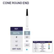 3139 Cone Round End Diamond Bur 856/021 10pk