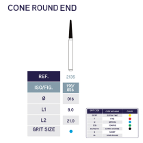 2135 Cone Round End Diamond Bur 856/016 10pk