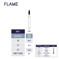 1111 Flame Shape Diamond Bur 368/014 10pk