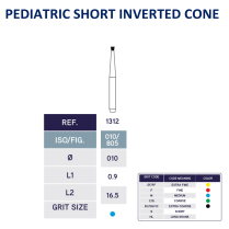 1312 Pediatric Inverted Cone Diamond Bur 805/010 10pk