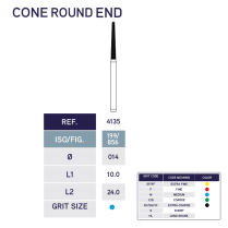 4135 Cone Round End Diamond Bur 856/014 10pk