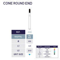 2133 Cone Round End Diamond Bur 849/015 10pk