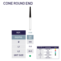 4138C Cone Round End Diamond Bur 850/018C 10pk