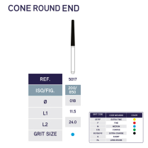 5017 Cone Round End Diamond Bur 850/018 10pk