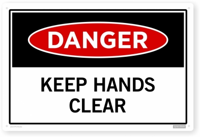 keep hands clear sign