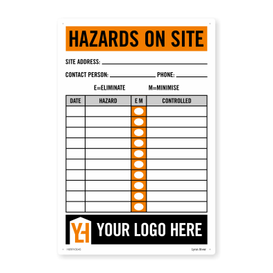 hazards on site sign