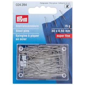 PINS, 0.50 X 30MM, SILVER-COLOURED, 15G, CARD WITH BOX