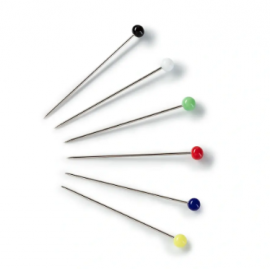 GLASS-HEADED PINS, 0.80 X 48MM, MULTI-COLOUR, 30G