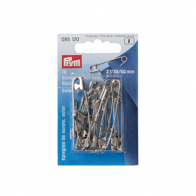 SAFETY PINS, 27/38/50MM, ASSORTED, SILVER-COLOURED, 18 ITEMS