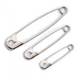 SAFETY PINS, 27/38/50MM, ASSORTED, SILVER-COLOURED, 24 ITEMS