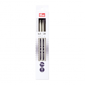 DOUBLE-POINTED KNITTING NEEDLES PRYM.ERGONOMICS, 20CM, 6.00MM