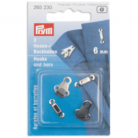 HOOKS AND BARS FOR TROUSERS AND SKIRTS, 6MM, SILVER-COLOURED