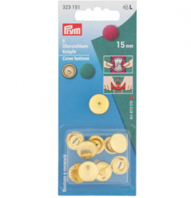 COVER BUTTONS, 15MM, GOLD-COLOURED