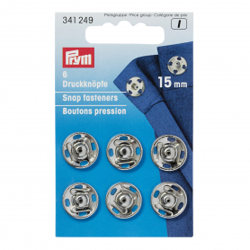 SNAP FASTENERS, 15MM, SILVER-COLOURED