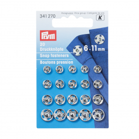 SNAP FASTENERS, 6-11MM, SILVER-COLOURED