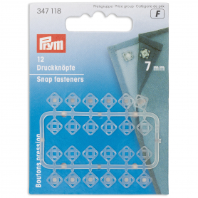 SNAP FASTENERS SQUARE, 7MM, TRANSPARENT