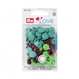 COLOUR SNAP FASTENER, PRYM LOVE, 12.44 MM, GREEN/LIGHT GREEN/BROWN