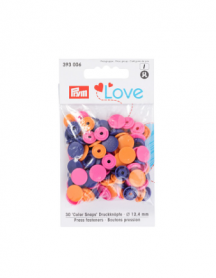 COLOUR SNAP FASTENER, PRYM LOVE, 12.44 MM, ORANGE/PINK/VIOLET