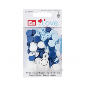 COLOUR SNAP FASTENER, PRYM LOVE, 12.44 MM, BLUE/WHITE /LIGHT BLUE