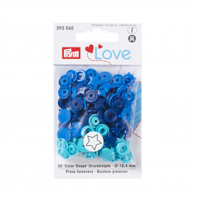 COLOUR SNAP FASTENER, PRYM LOVE, STAR, 12.4MM, BLUE/TURQUOISE/INK